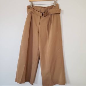 Cynthia Rowley Trousers Wide Leg High Waist Belt Camel Color